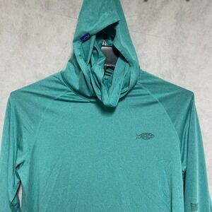 ATFCO Hoodie Men S Green Perforated Performance Lightweight Fish Active Spellout